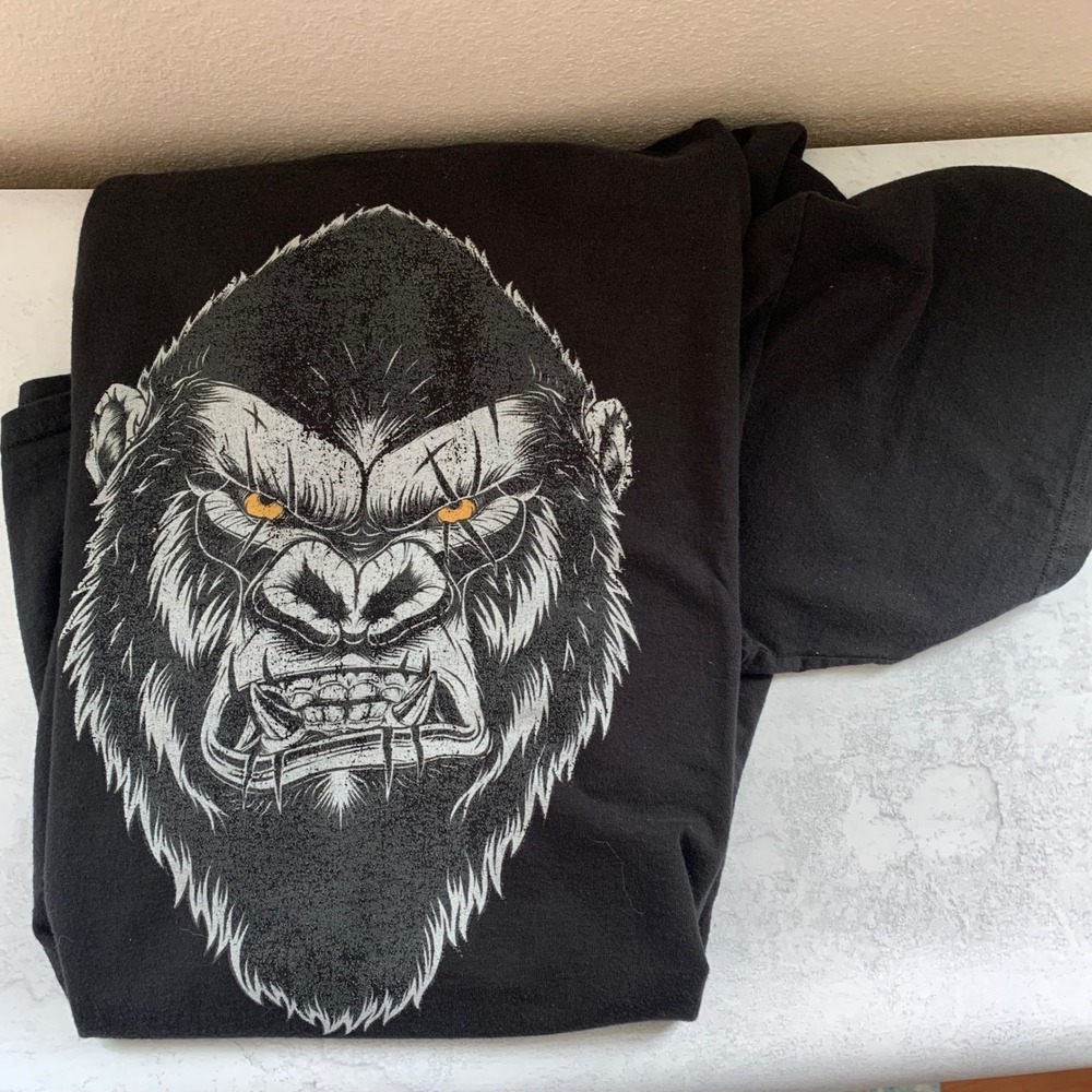 Hanes Mens 2XL Black Gorilla King Graphic T Shirt ComfortSoft Heavyweight - Picture 7 of 9